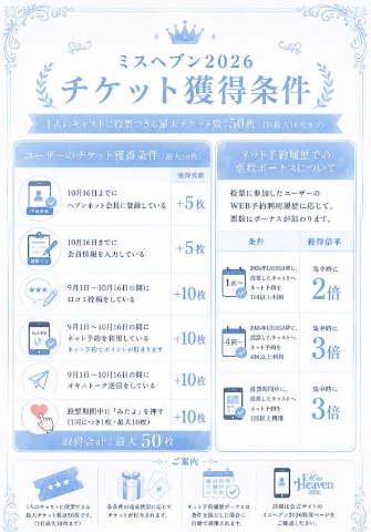 のばら の 【ミスヘブン】チケット準備期間【よろしく♪】