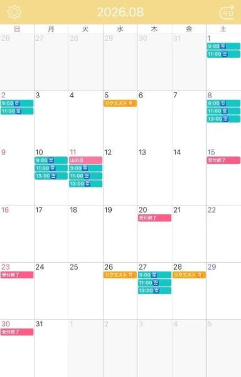 入店月の最後の予定と8月