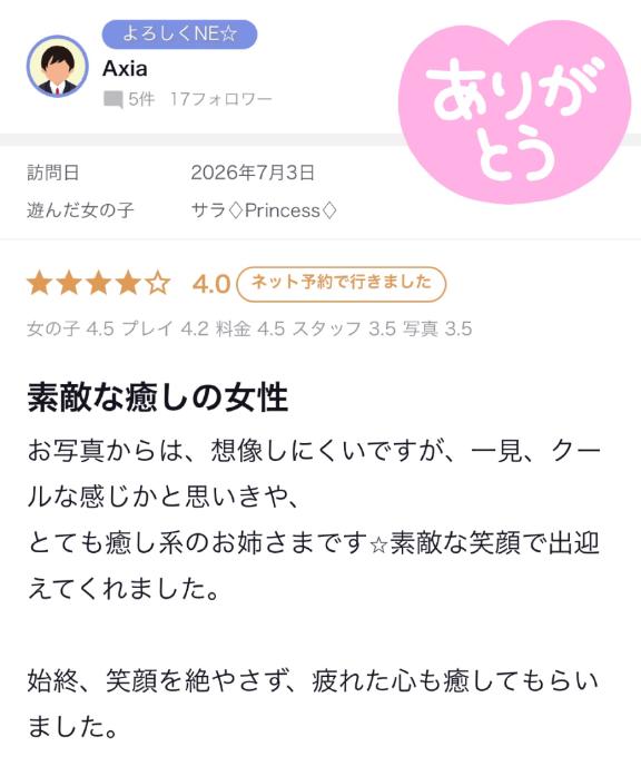 サラ♢Princess♢ の 【お礼写メ日記】