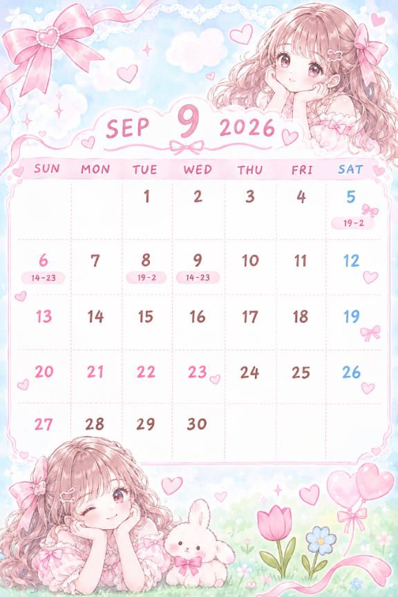 ゆり の 9月前半の予定💖