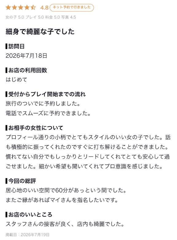 マイ の 【お礼写メ日記】