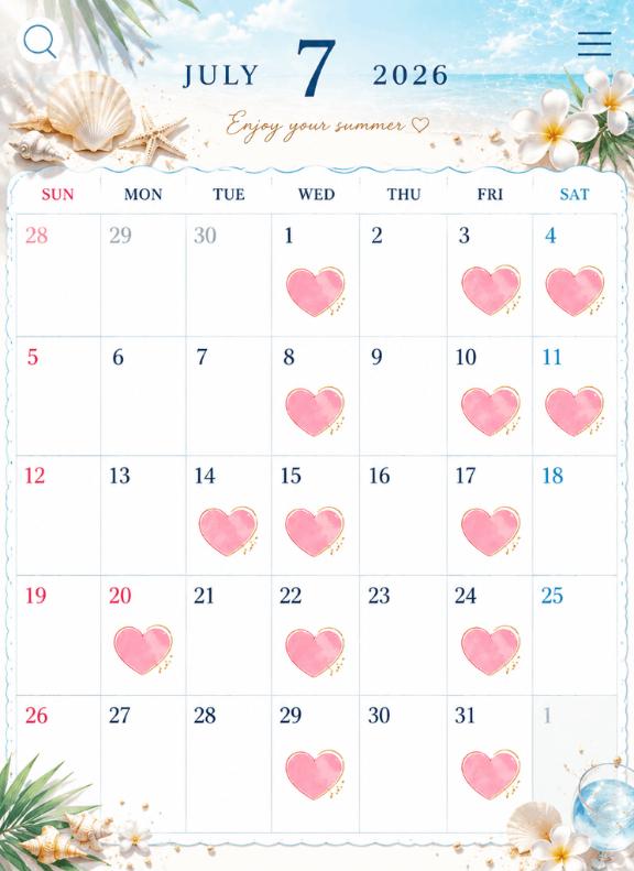 りおな‐Riona の 7月の出勤🗓