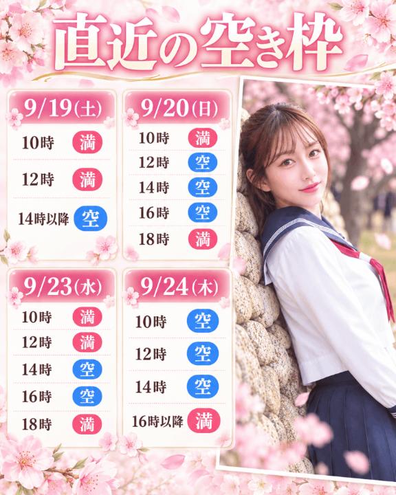 景子 の 🗓 直近のご予約空き状況💌