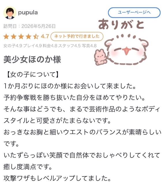 ほのか の 【お礼写メ日記】