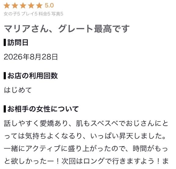 まりあ の 【お礼写メ日記】