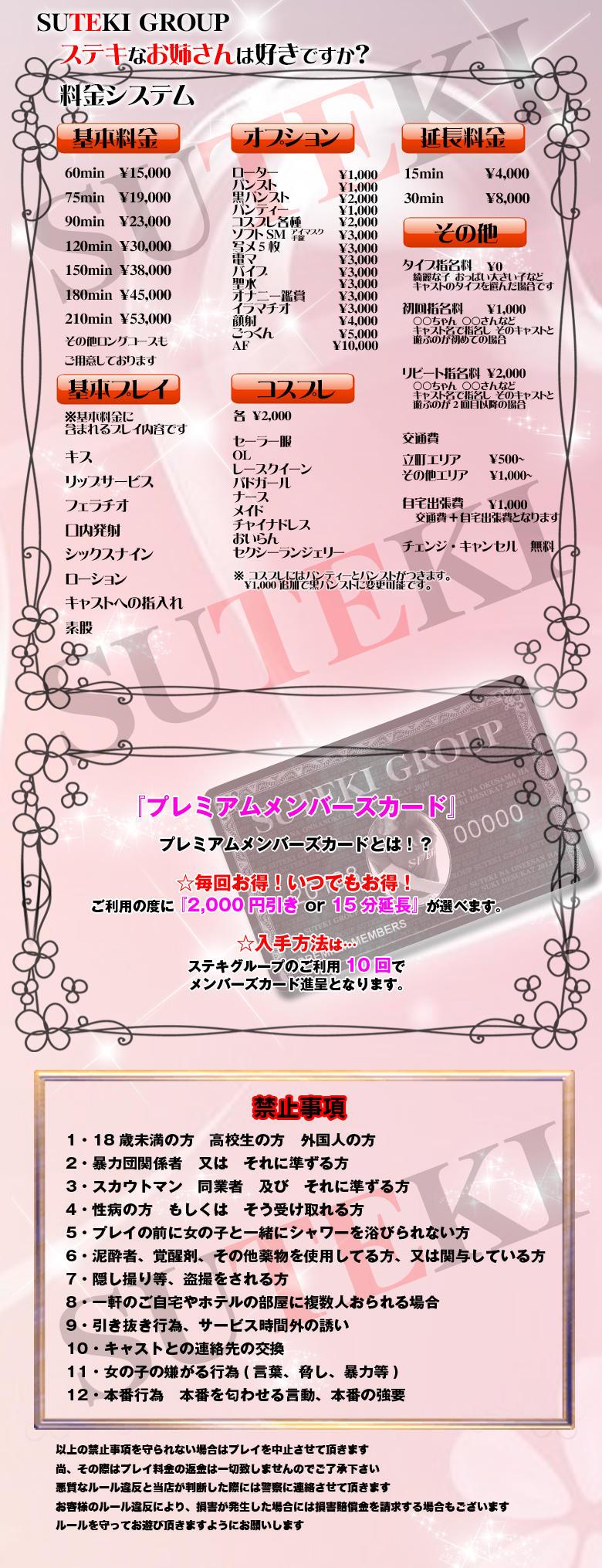 料金システム：ステキなお姉さんは好きですか？（ステキナオネエサンハスキデスカ） - 青葉区・国分町/デリヘル｜シティヘブンネット